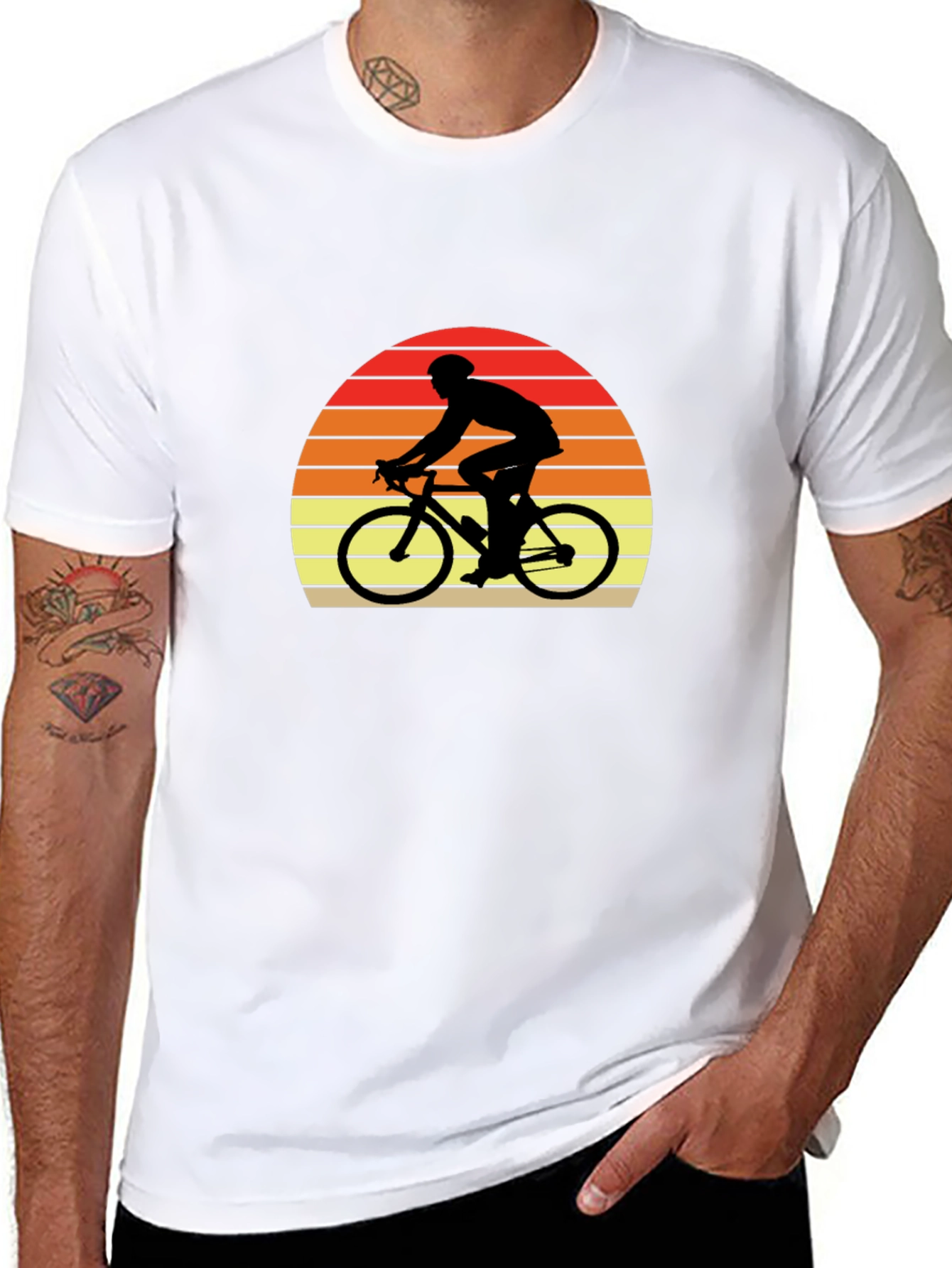 Retro Cyclist T-Shirt - Sunset Ride Design
