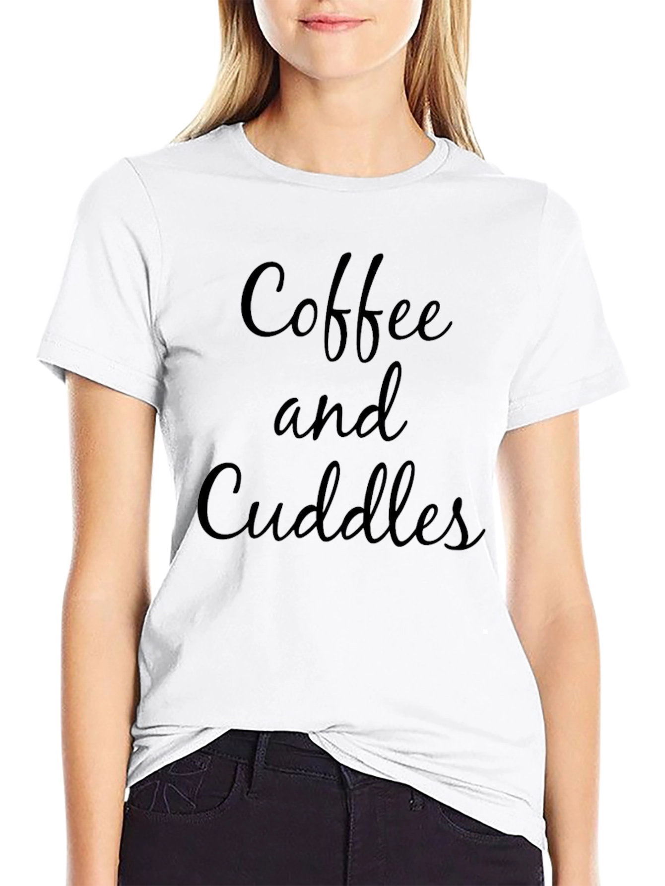 Coffee & Cuddles Graphic Tee - Soft Black T-Shirt