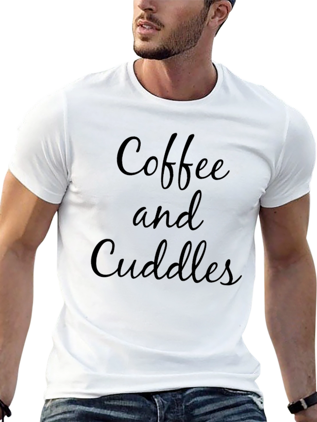 Coffee & Cuddles Graphic Tee - Soft Black T-Shirt