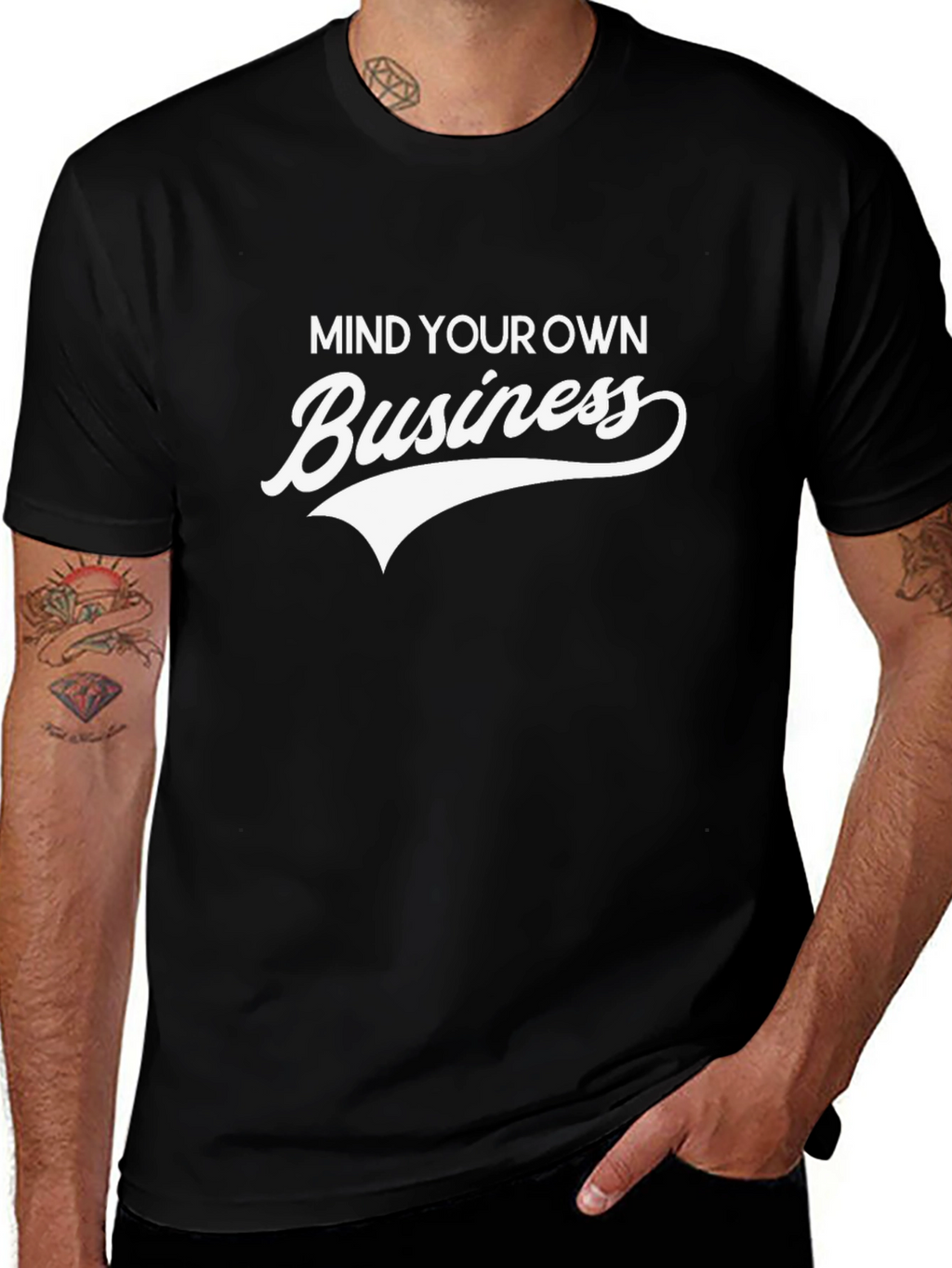 Mind Your Own Business Graphic Tee - Black