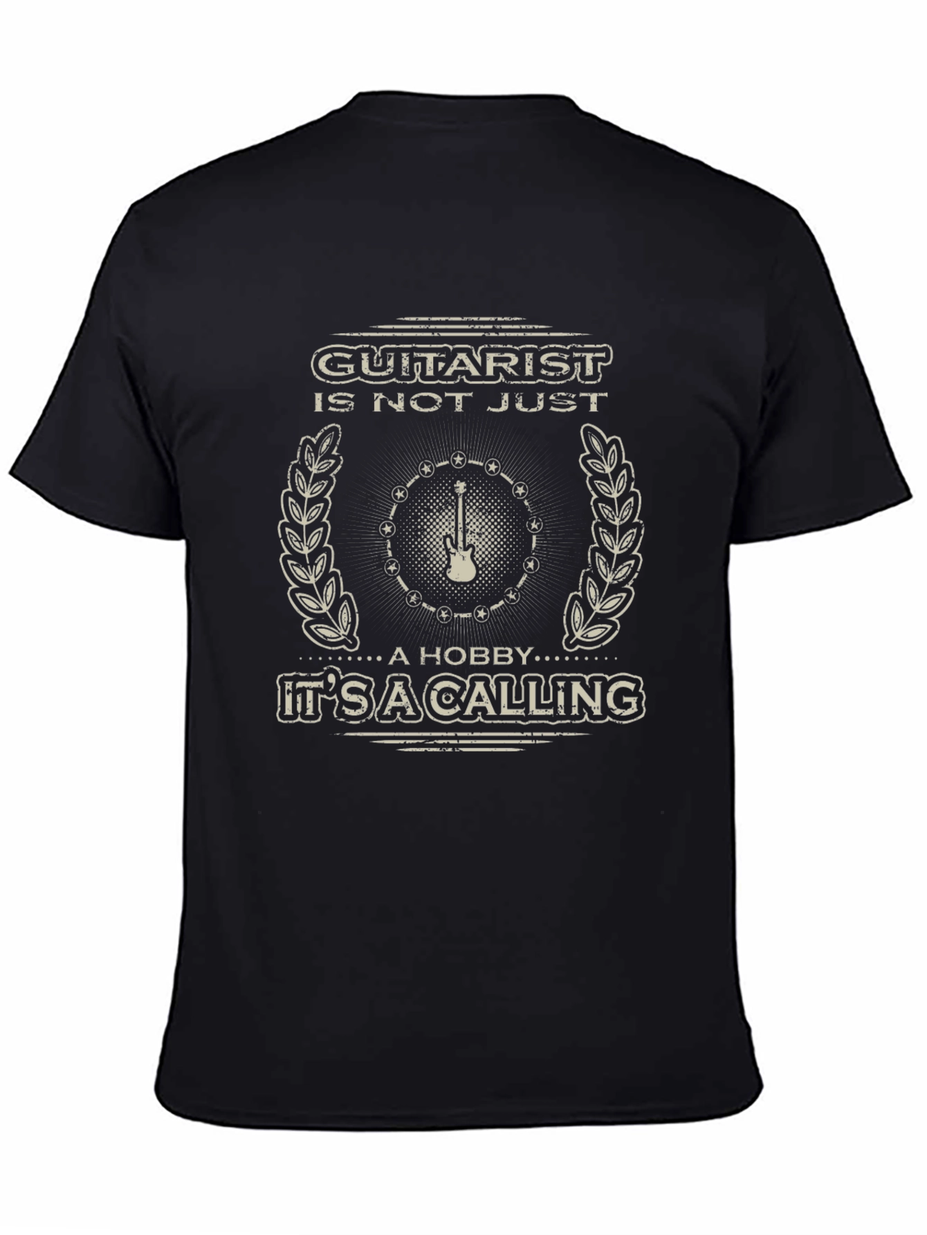 Guitarist Calling Graphic Tee - Black Cotton T-Shirt