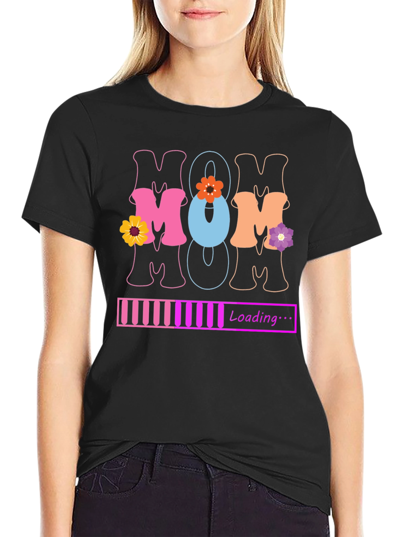 Mom Loading T-Shirt - Black Novelty Tee