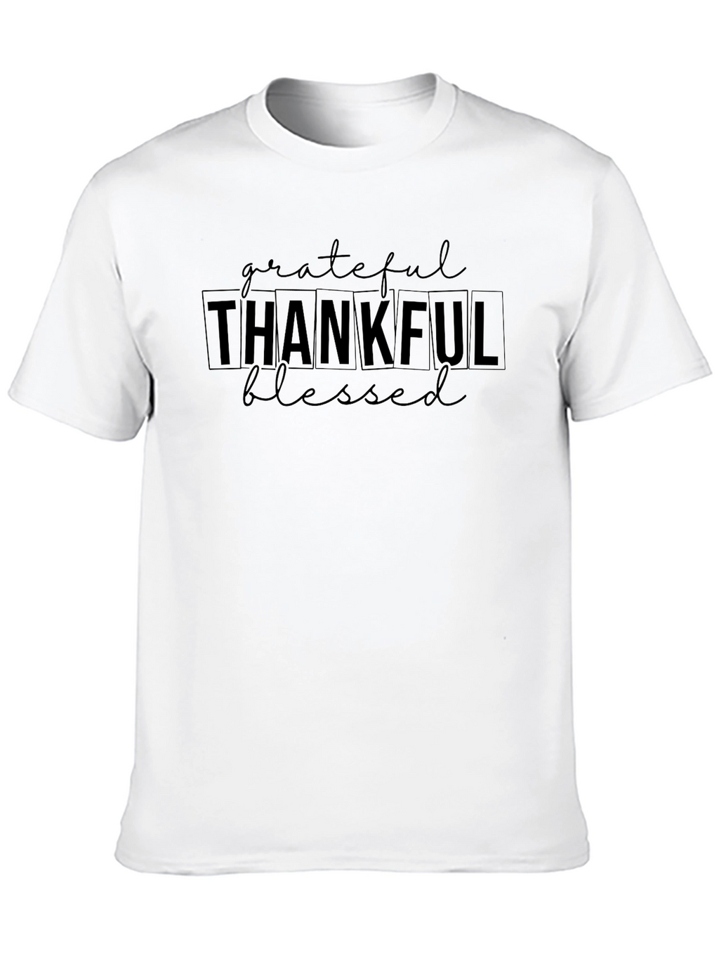 Grateful Thankful Blessed Black Tee