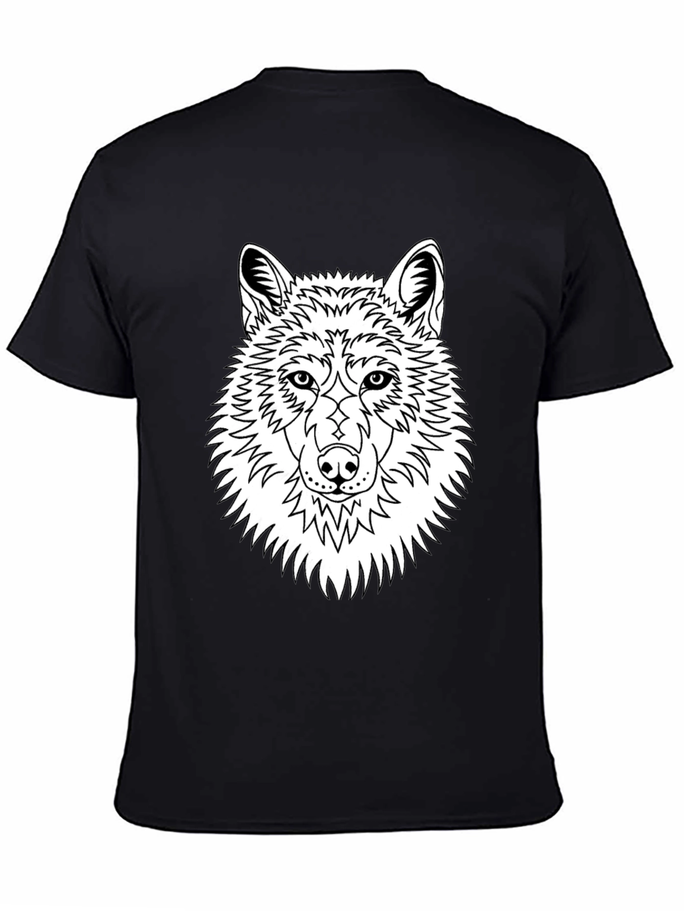 Wolf Graphic Tee - Black Cotton Blend T-Shirt