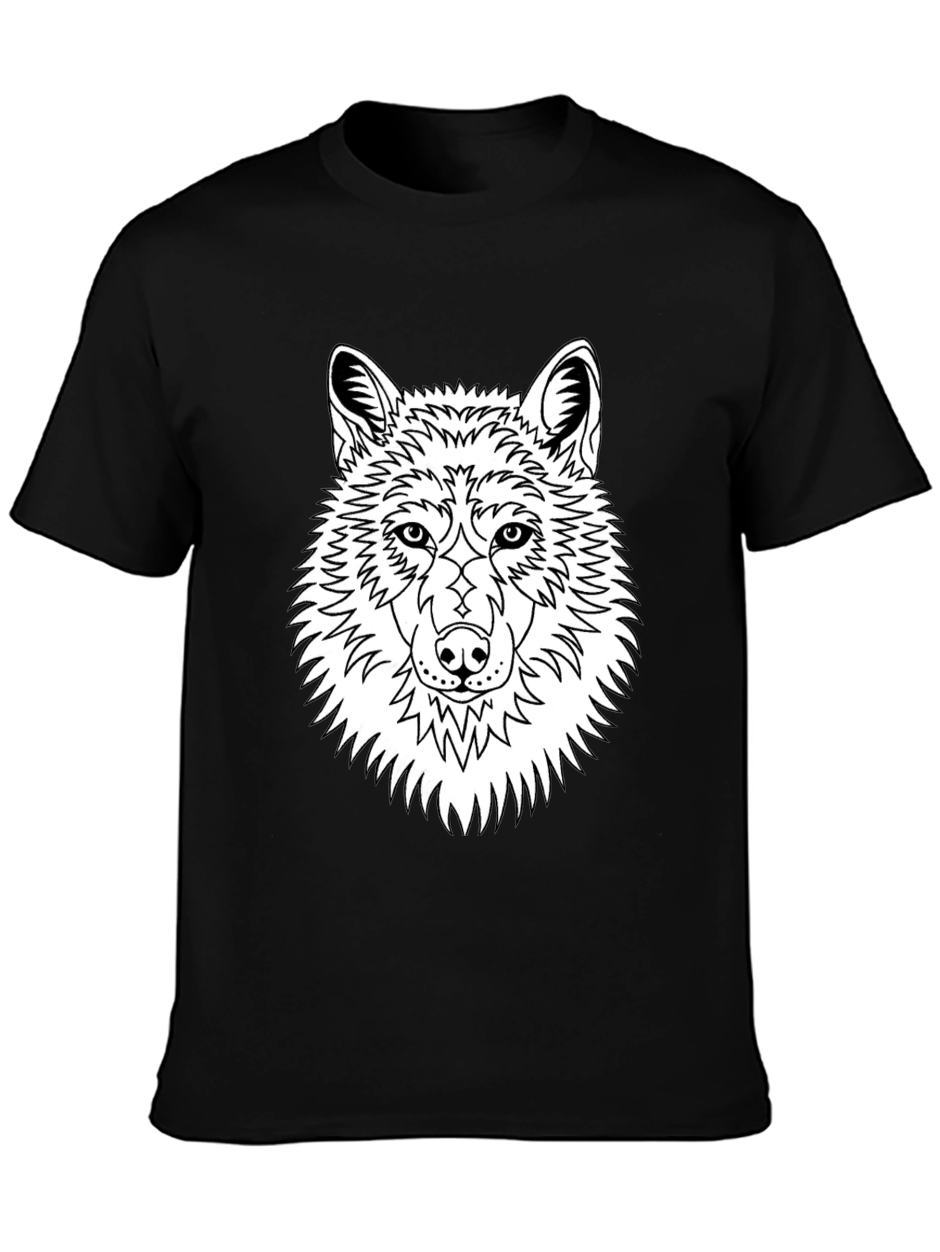 Wolf Graphic Tee - Black Cotton Blend T-Shirt