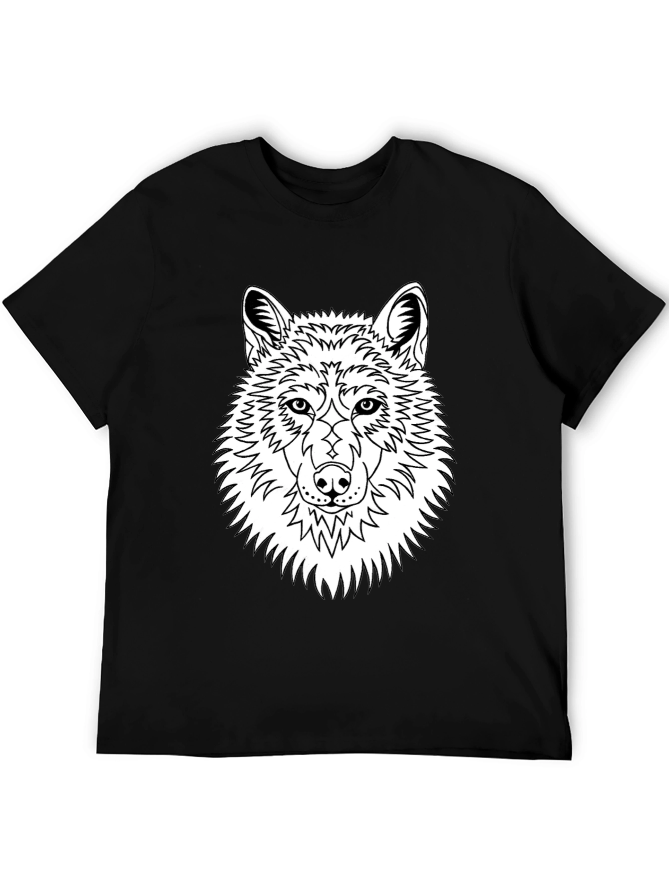 Wolf Graphic Tee - Black Cotton Blend T-Shirt