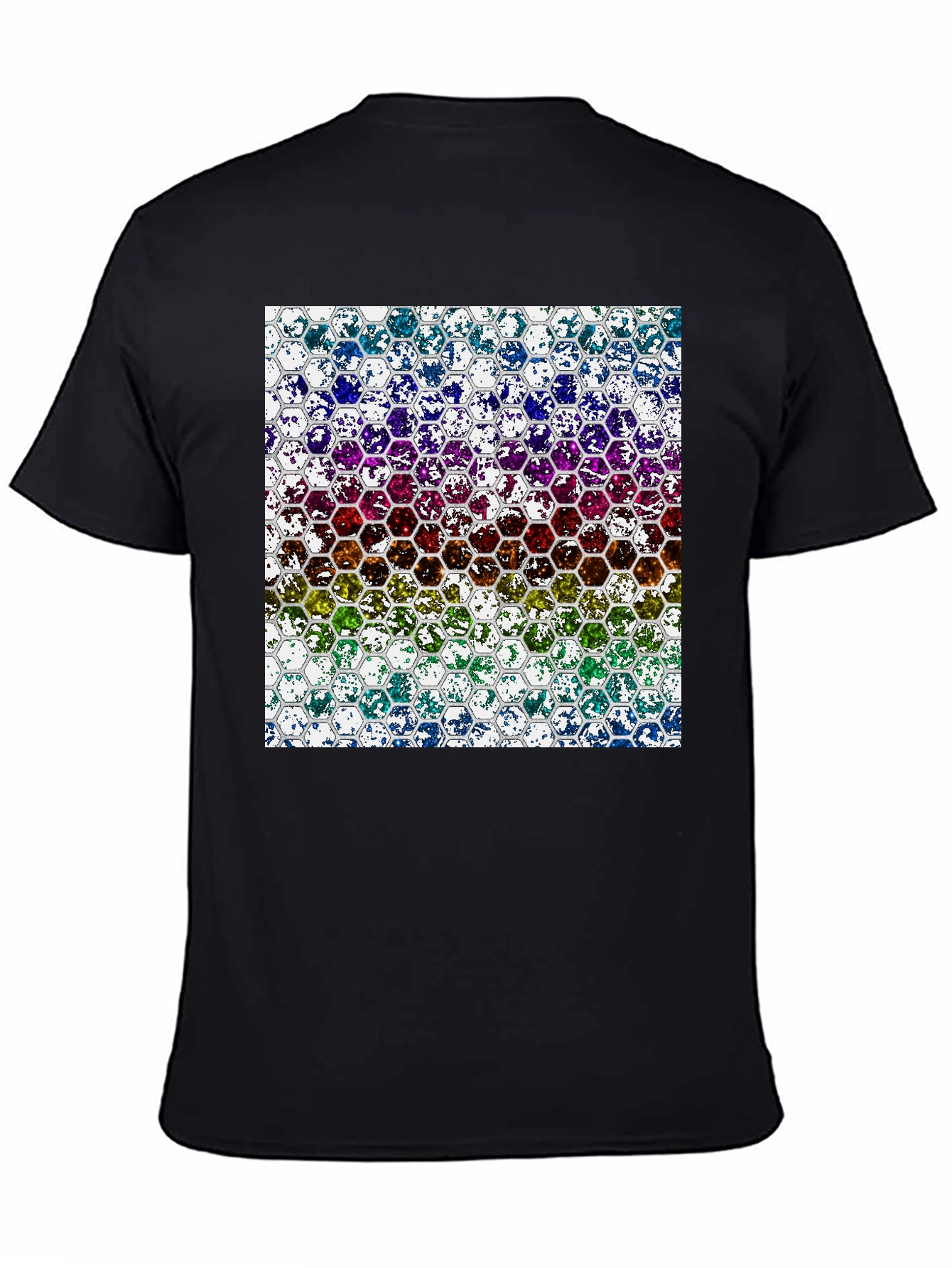 Honeycomb Spectrum Graphic Tee - Stylish Mens Black T-Shirt