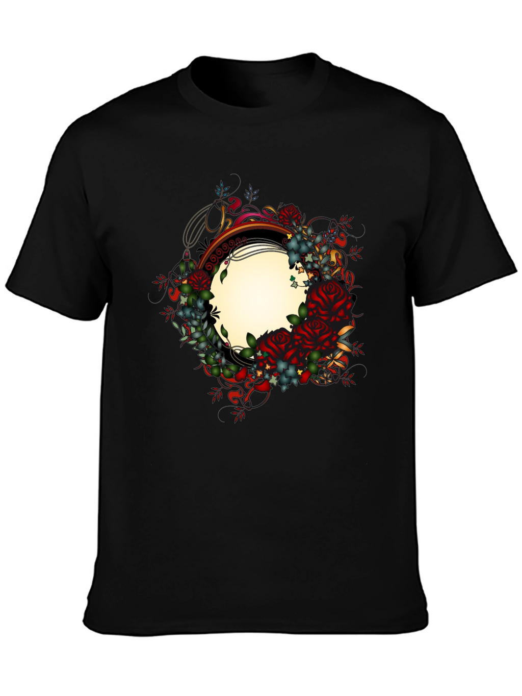 Floral Frame Graphic Tee - Black