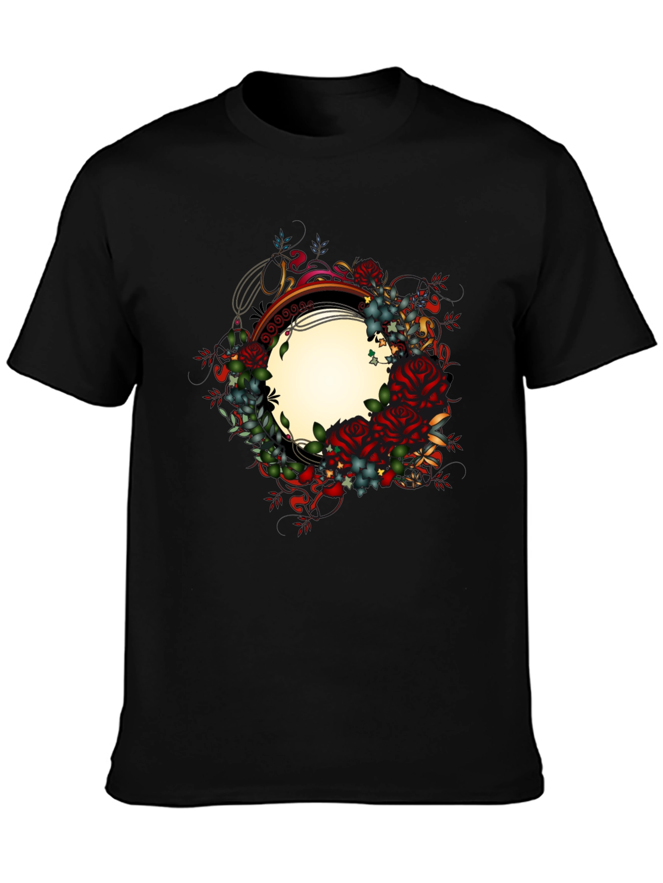 Floral Frame Graphic Tee - Black