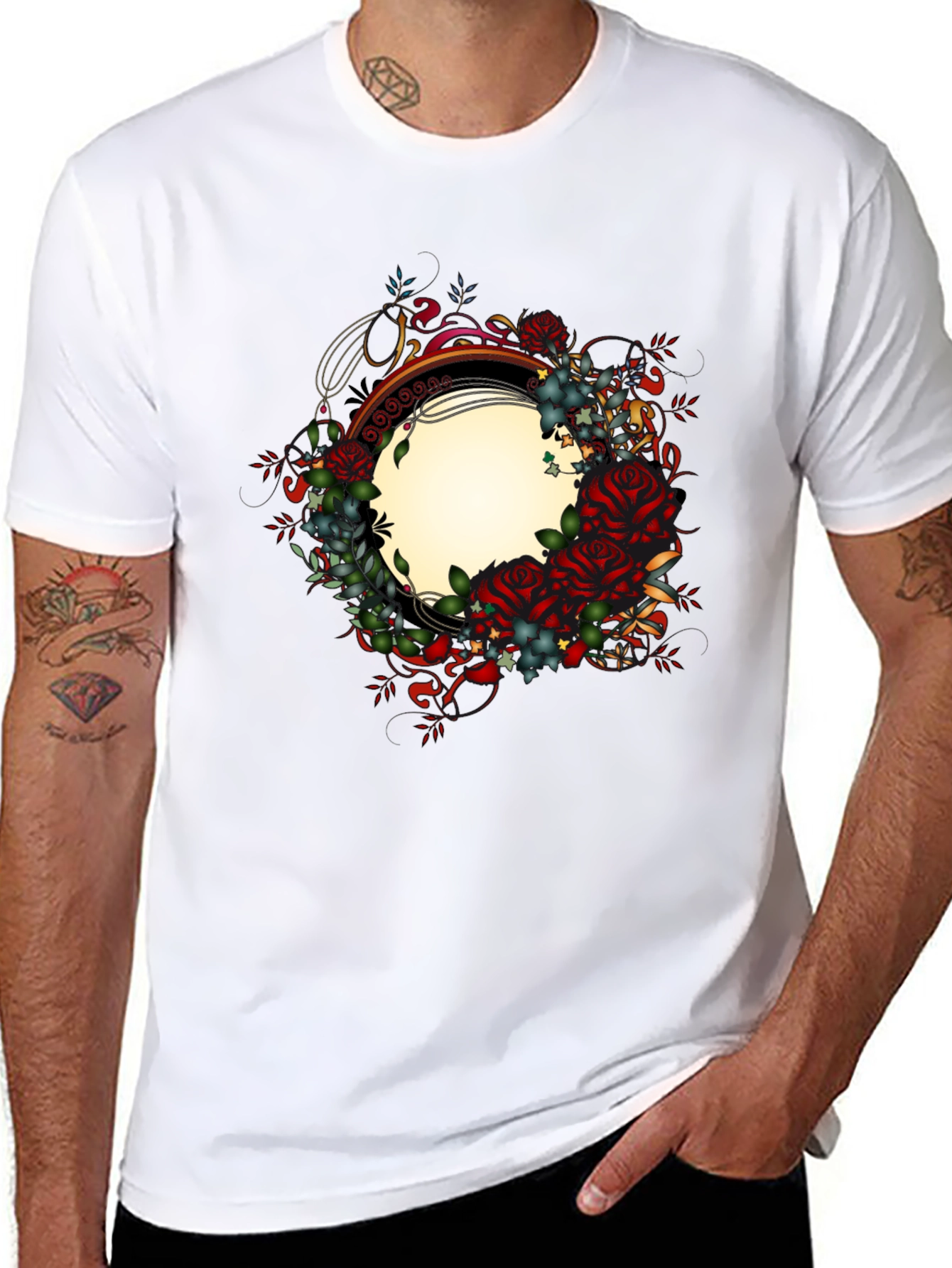 Floral Frame Graphic Tee - Black
