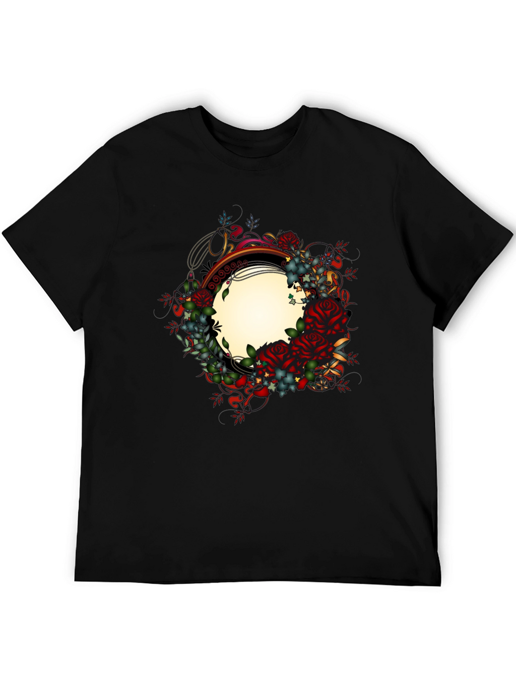 Floral Frame Graphic Tee - Black