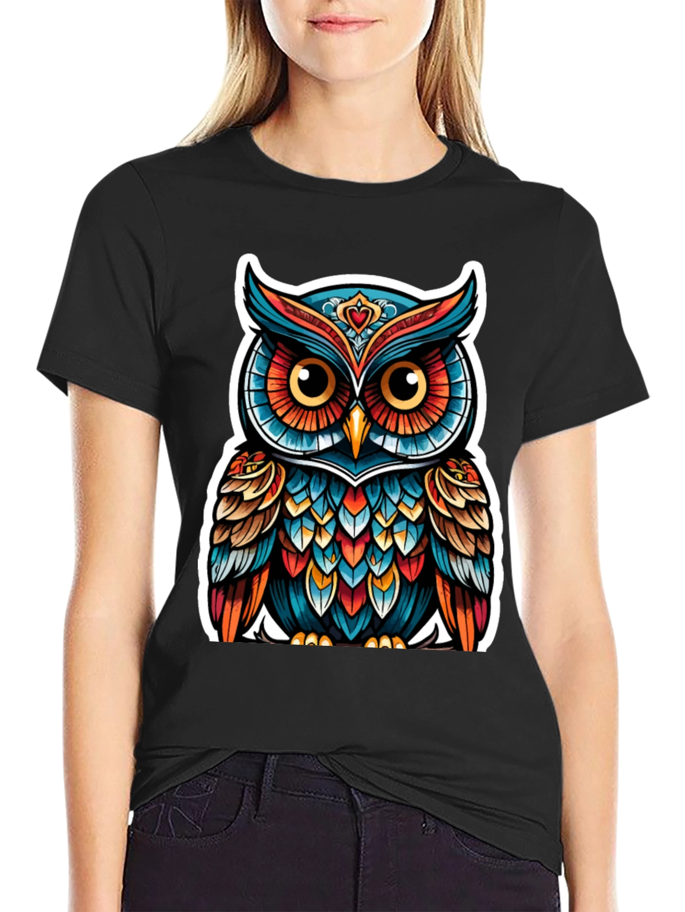 Vibrant Owl Graphic Tee - Unique Artistic Design