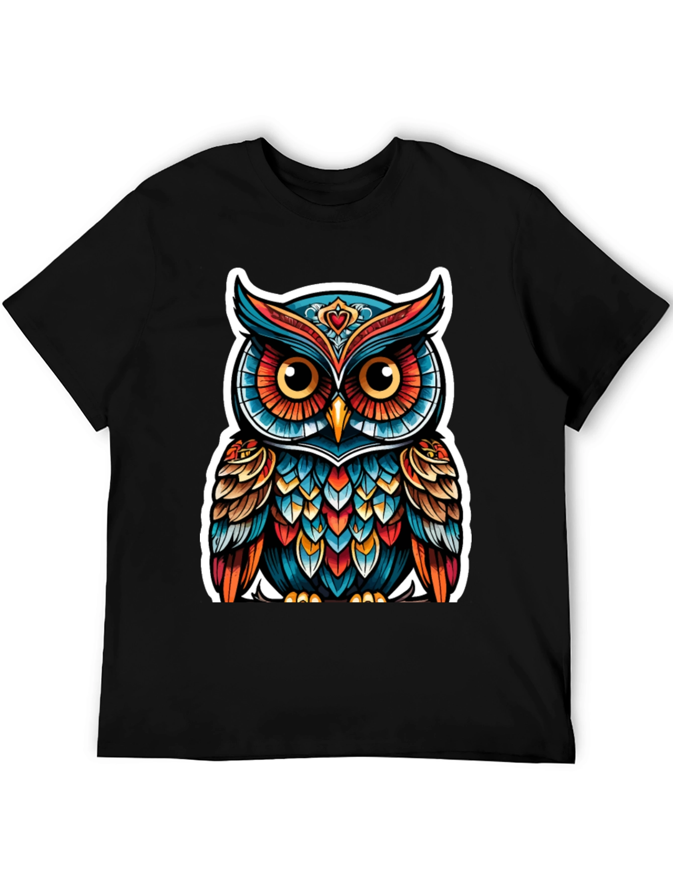 Vibrant Owl Graphic Tee - Unique Artistic Design