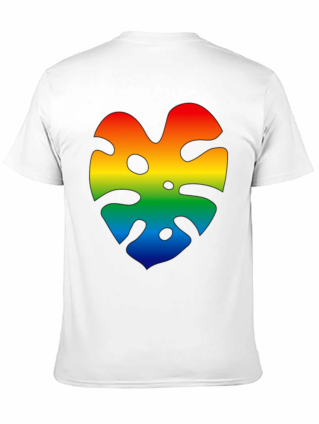 Rainbow Monstera Leaf Graphic Black T-Shirt