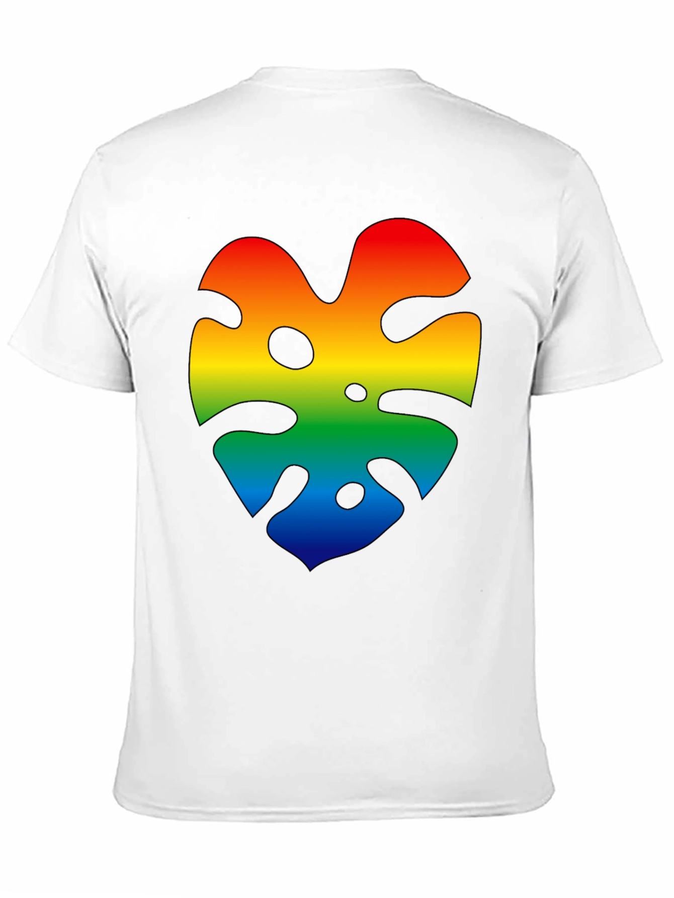 Rainbow Monstera Leaf Graphic Black T-Shirt