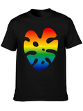 Rainbow Monstera Leaf Graphic Black T-Shirt