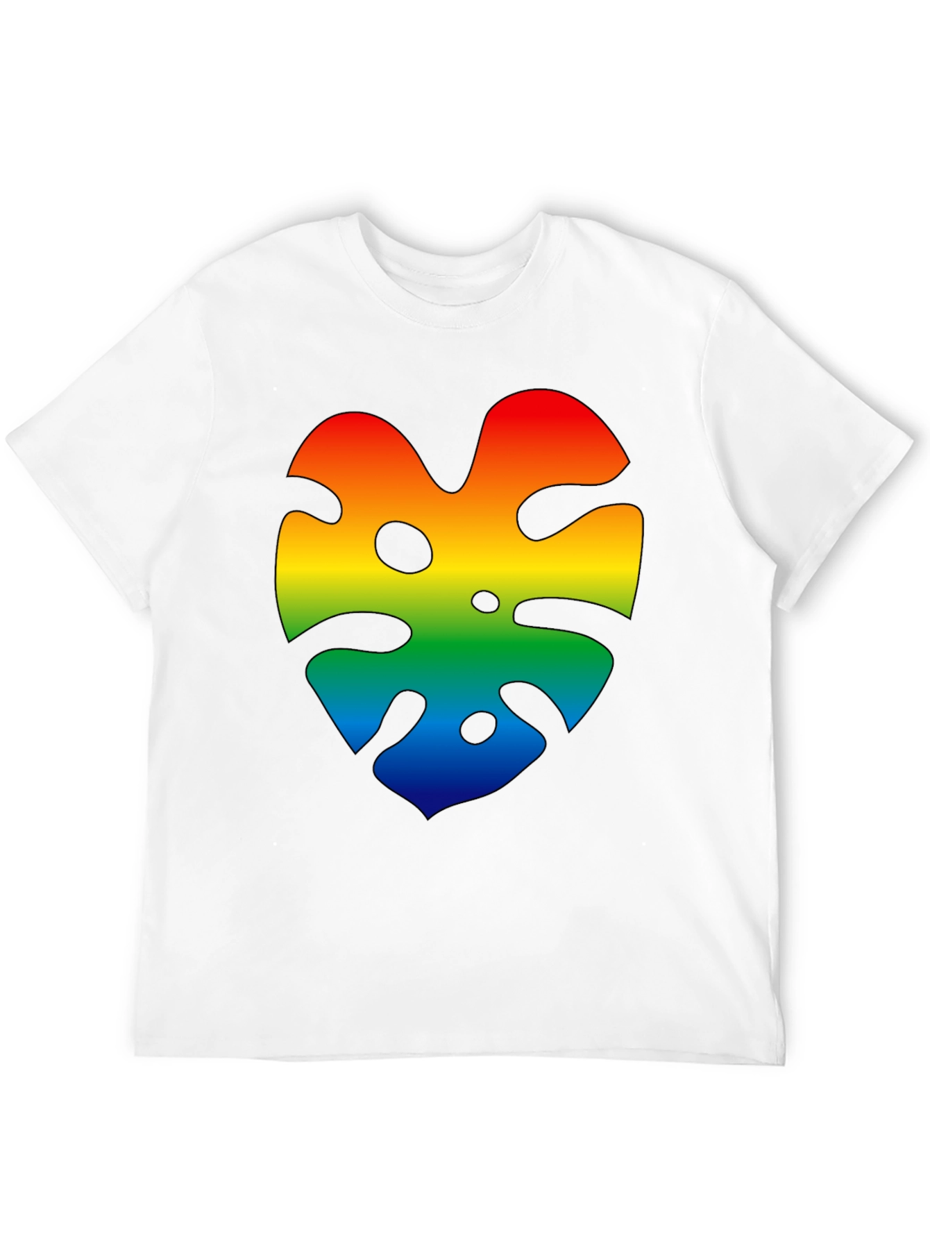 Rainbow Monstera Leaf Graphic Black T-Shirt