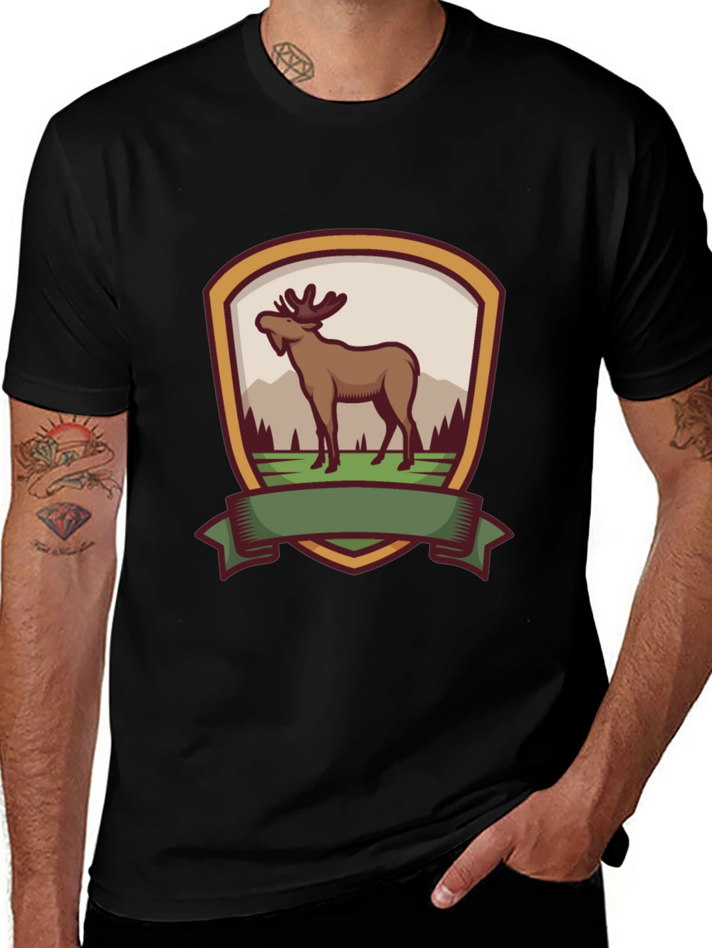 Moose Emblem Black T-Shirt