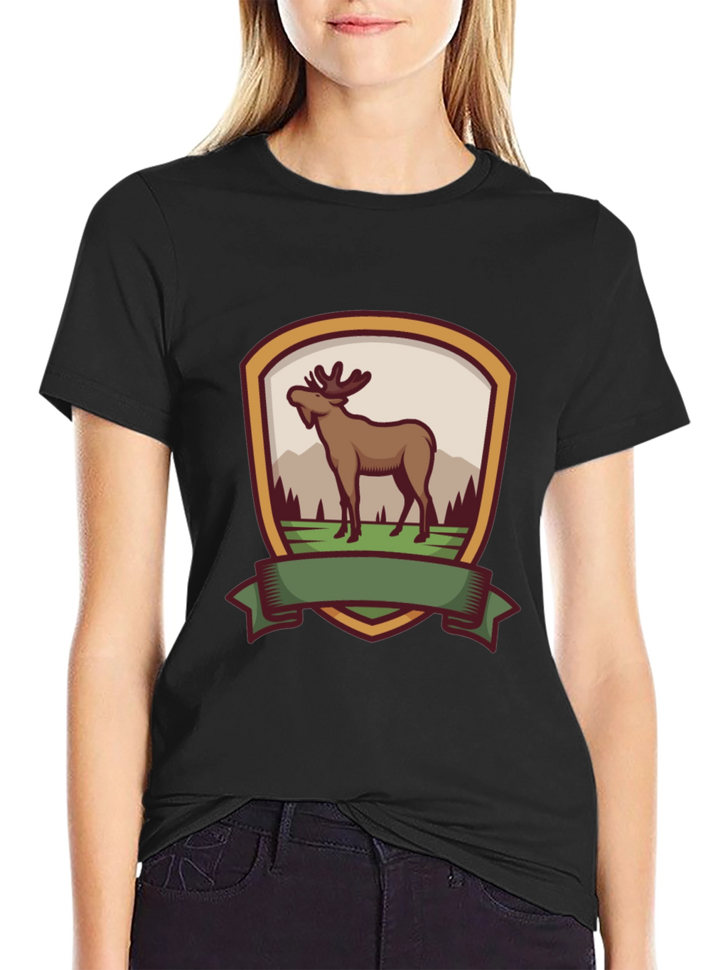Moose Emblem Black T-Shirt