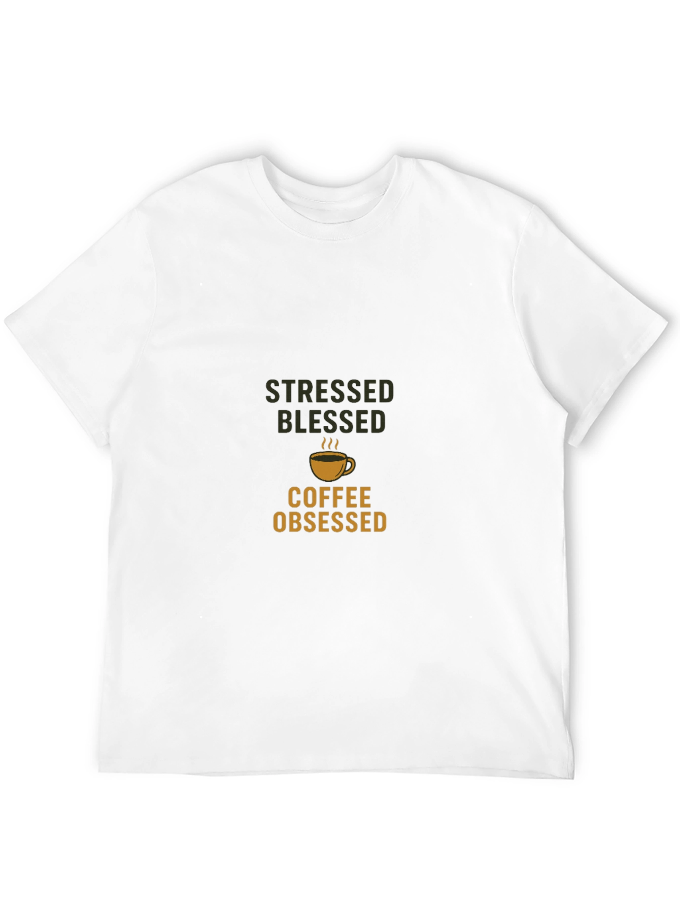 Stressed Blessed Coffee Obsessed Black T-Shirt