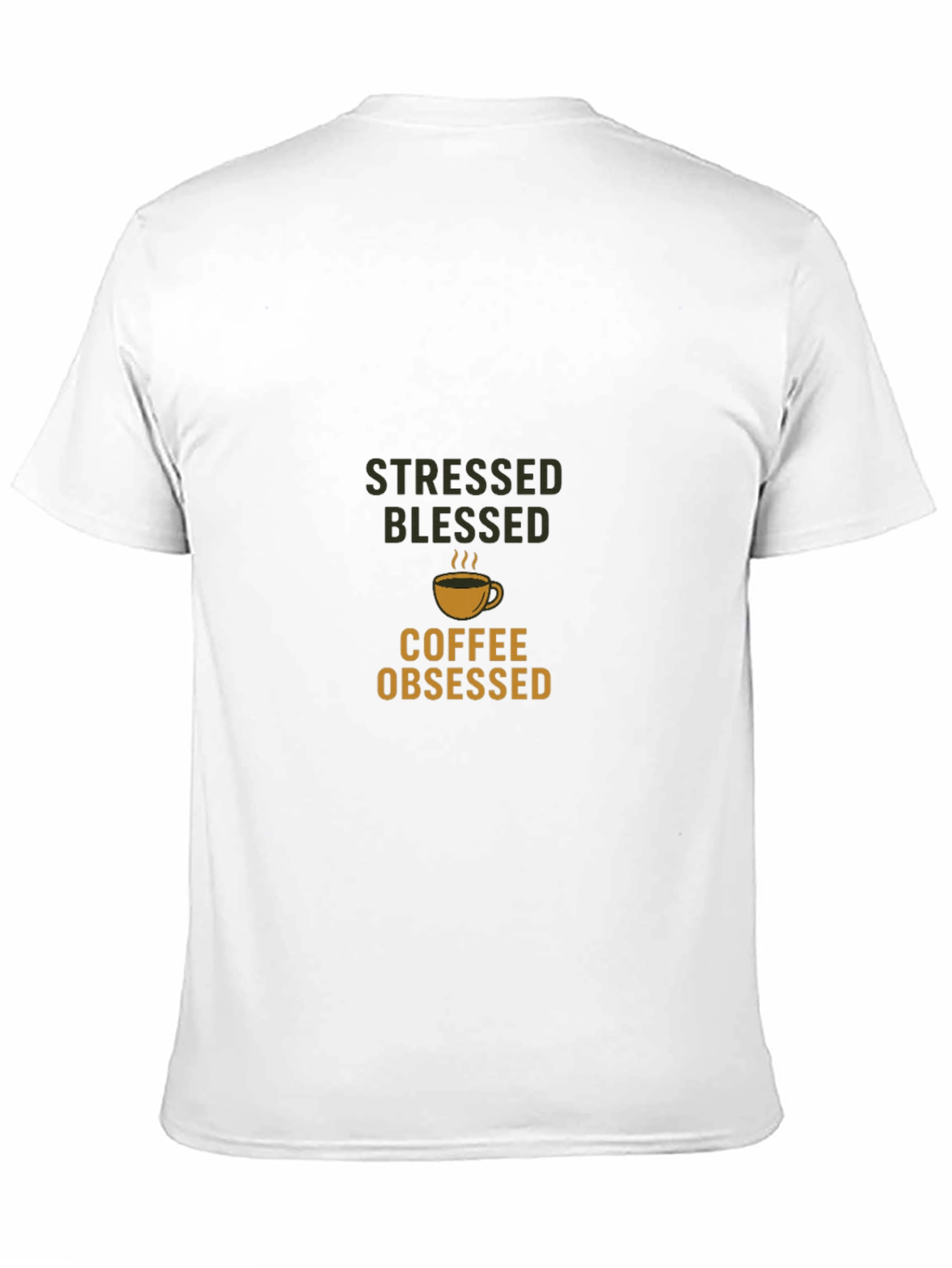 Stressed Blessed Coffee Obsessed Black T-Shirt