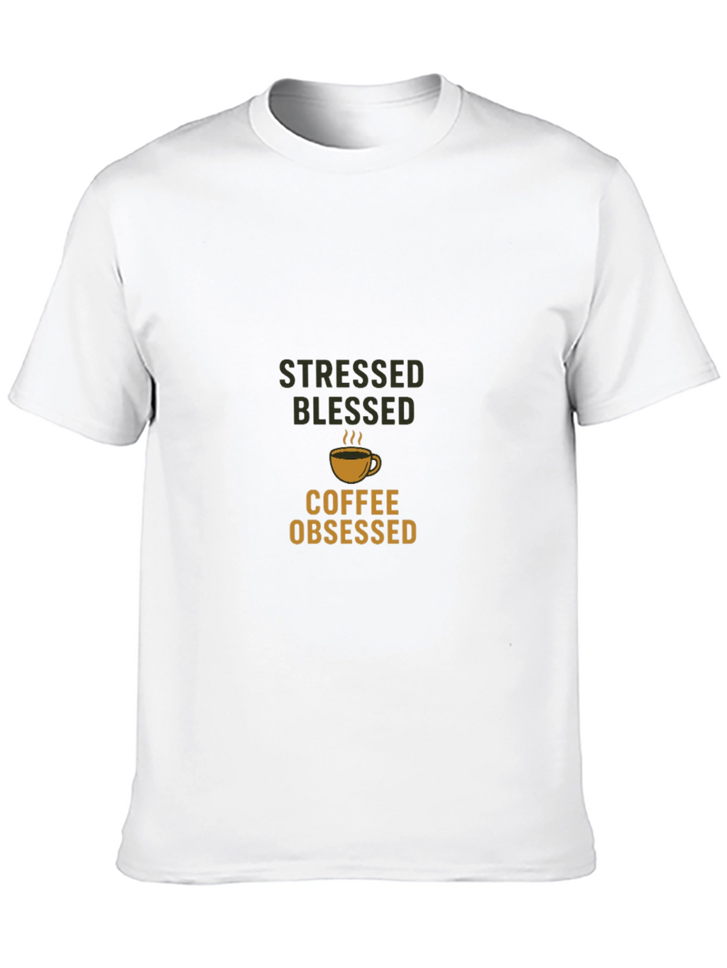 Stressed Blessed Coffee Obsessed Black T-Shirt