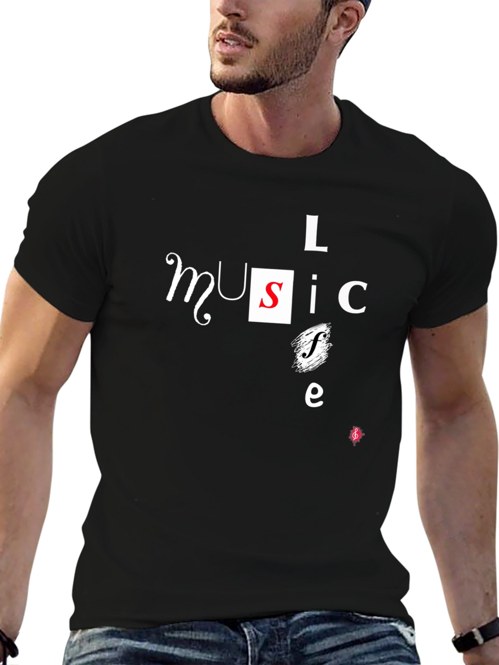 Music Lovers Black Graphic T-Shirt