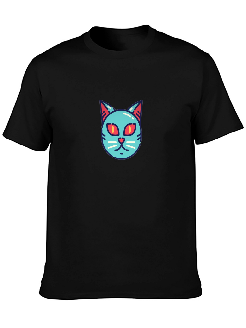 Cool Cat Face T-Shirt - Graphic Print Tee