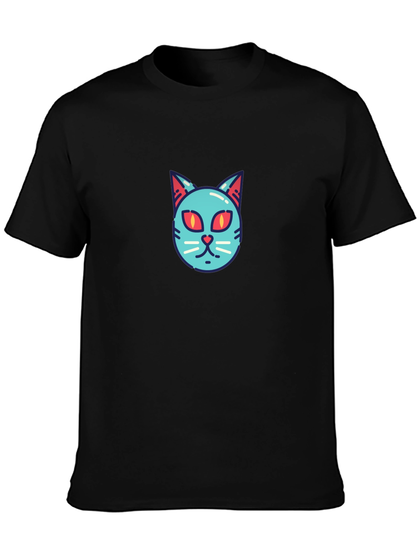 Cool Cat Face T-Shirt - Graphic Print Tee
