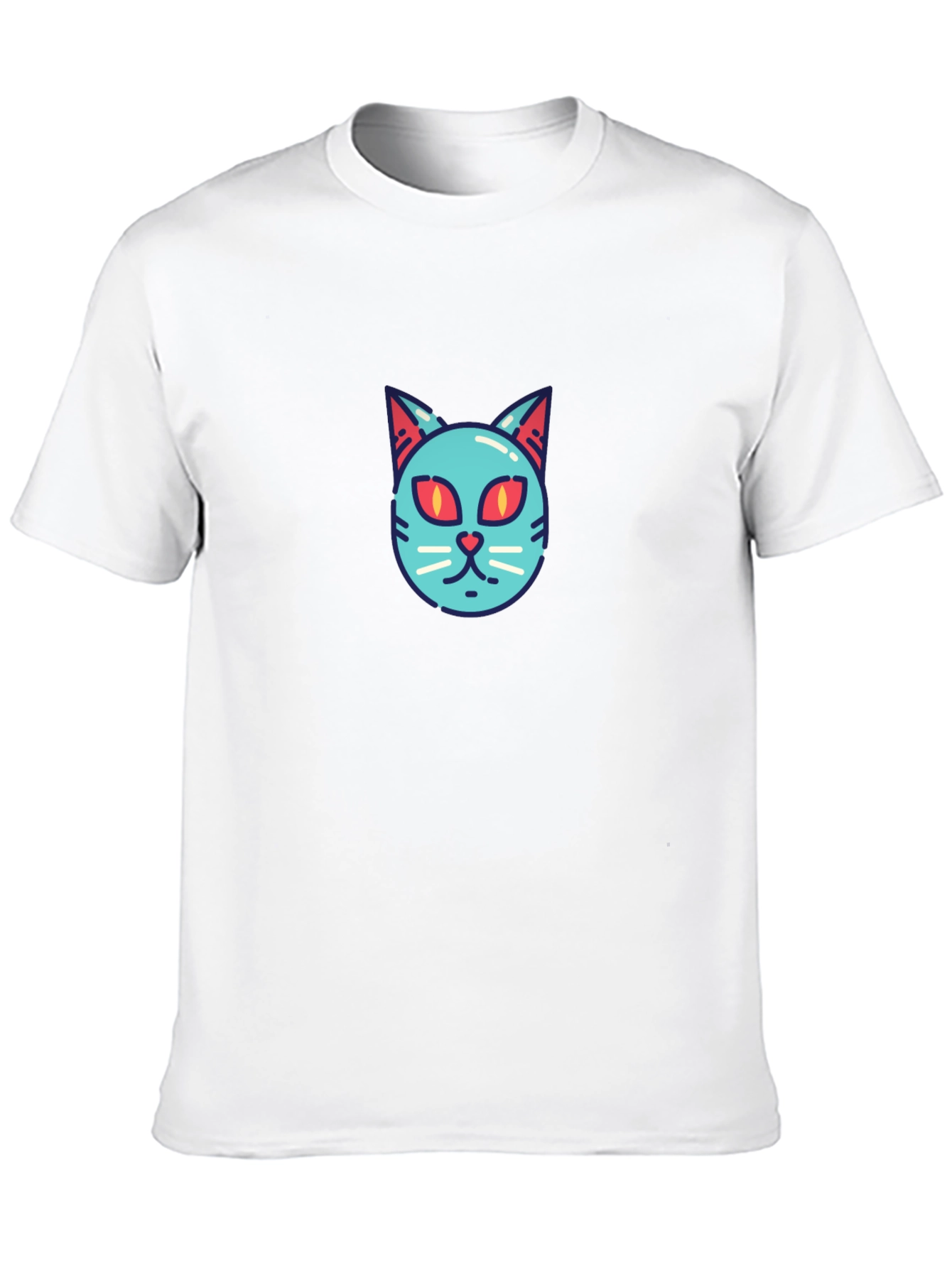 Cool Cat Face T-Shirt - Graphic Print Tee