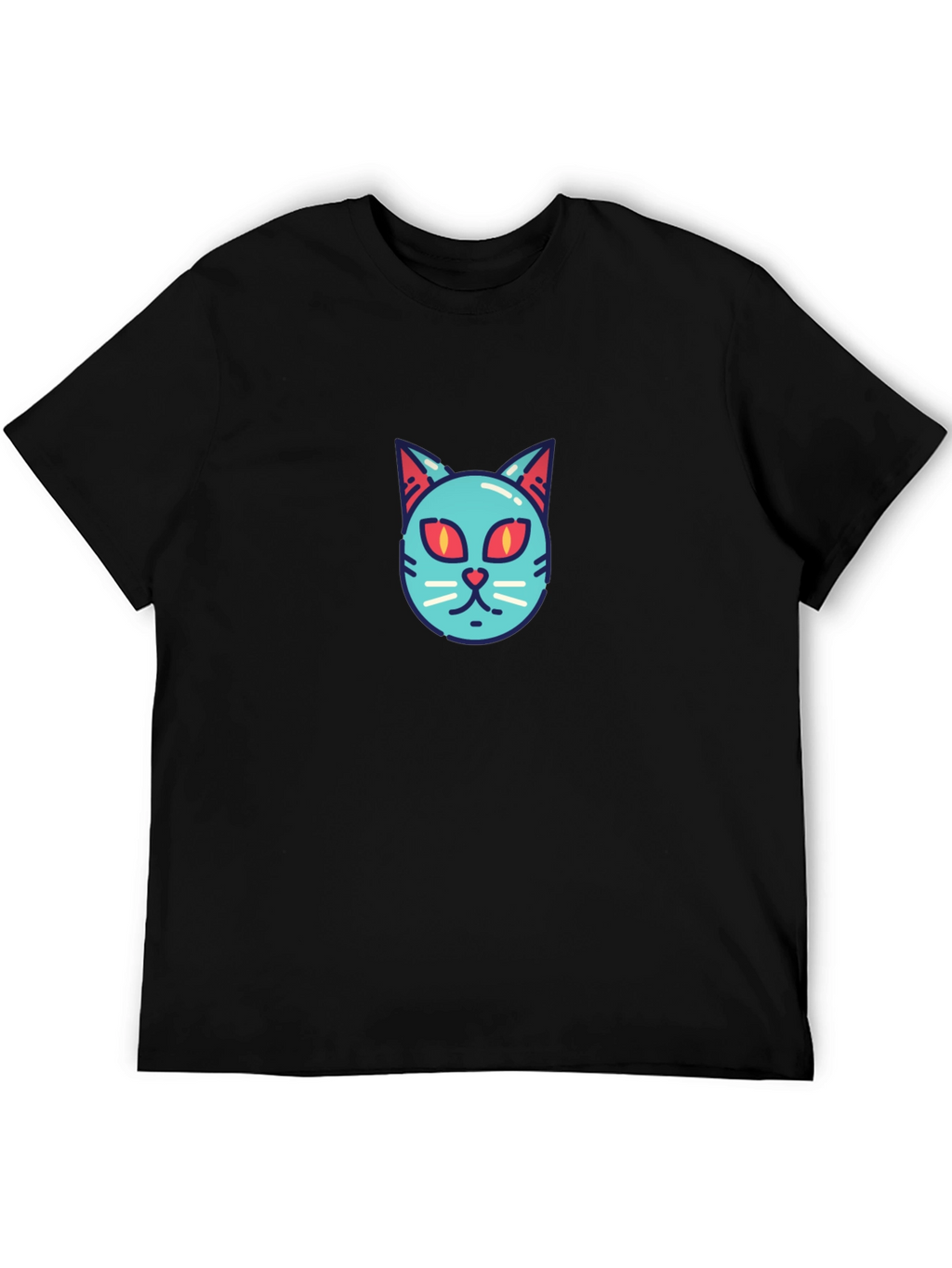 Cool Cat Face T-Shirt - Graphic Print Tee