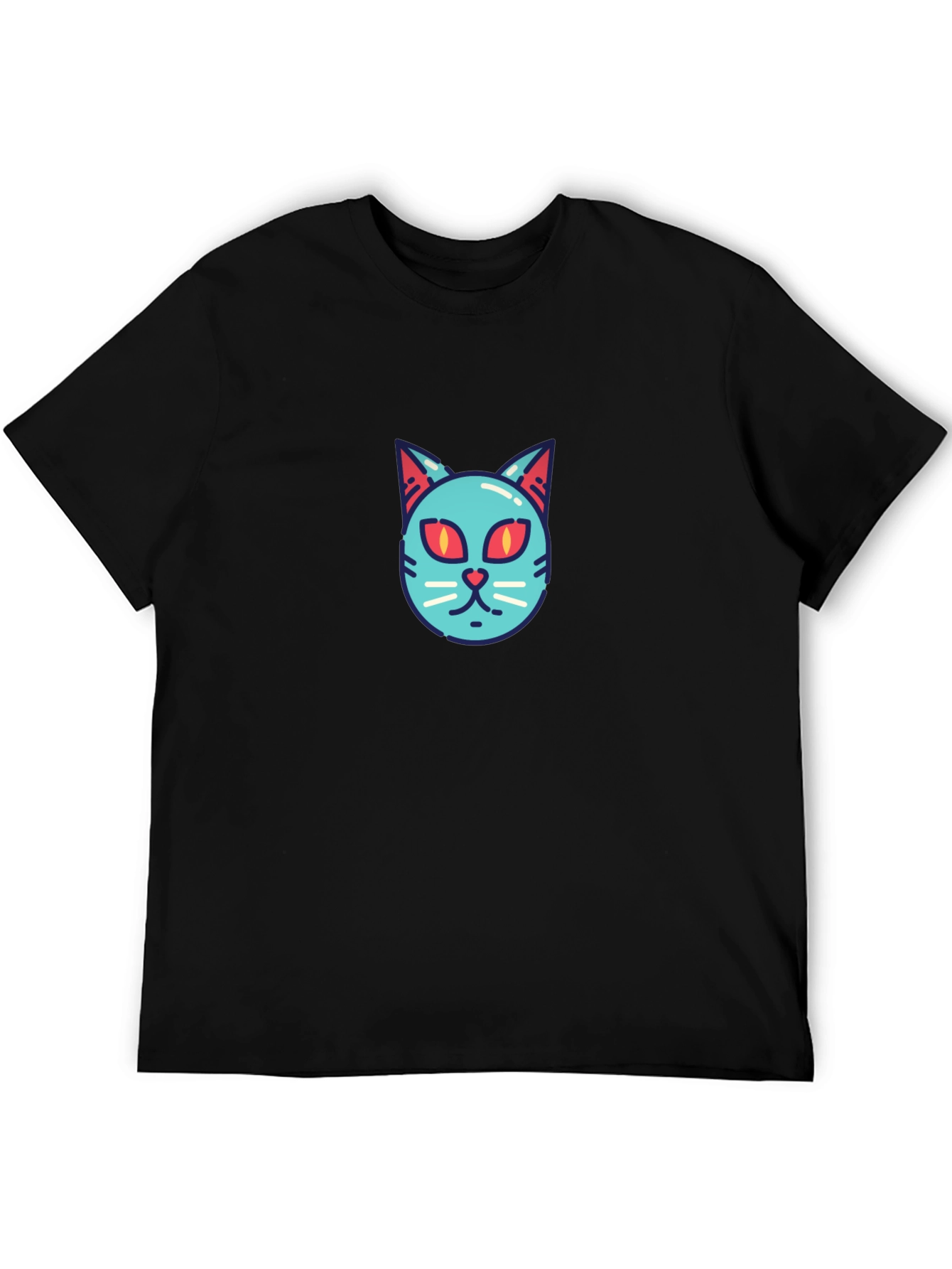Cool Cat Face T-Shirt - Graphic Print Tee
