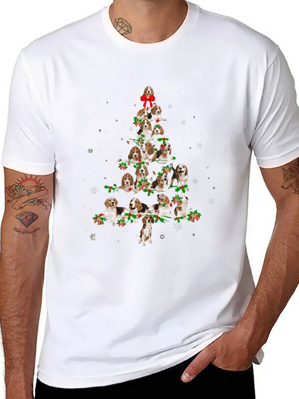 Beagle Christmas Tree Black T-Shirt