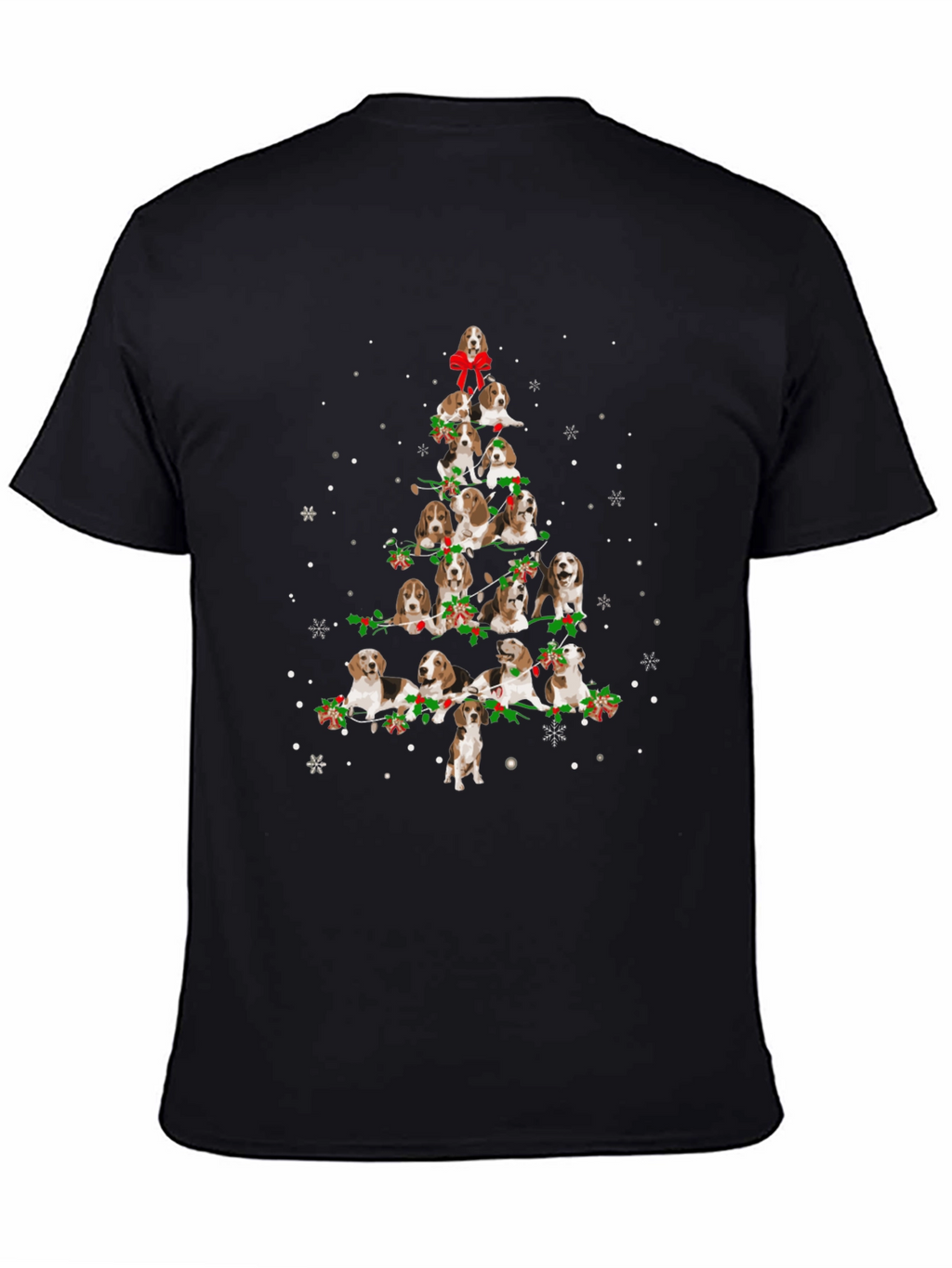 Beagle Christmas Tree Black T-Shirt