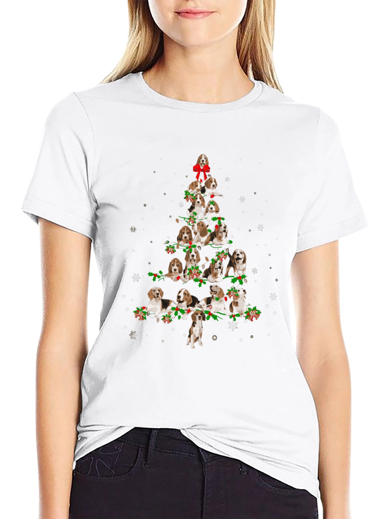 Beagle Christmas Tree Black T-Shirt