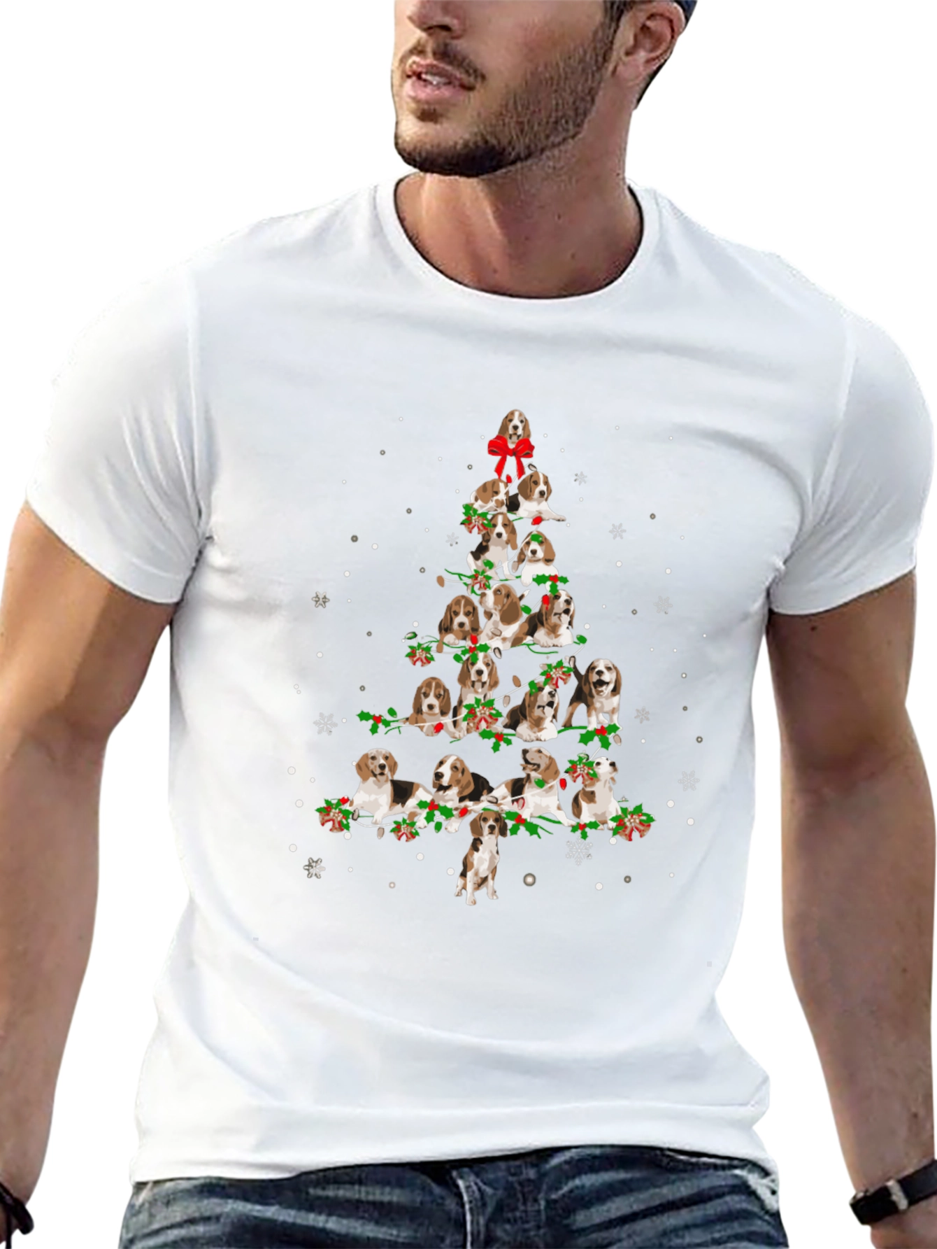 Beagle Christmas Tree Black T-Shirt