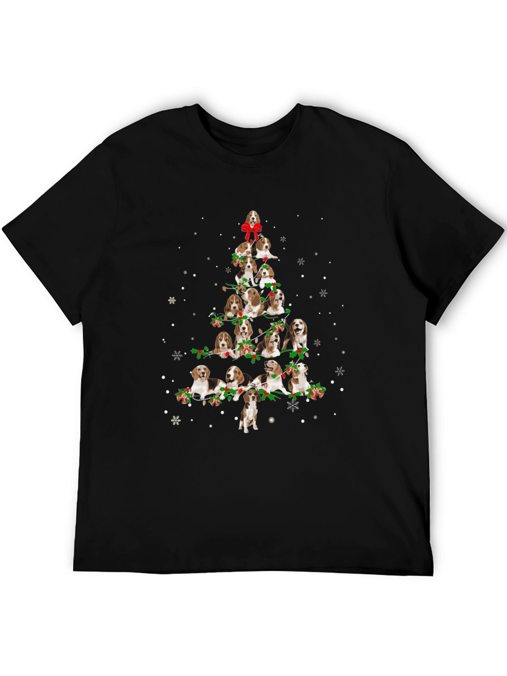 Beagle Christmas Tree Black T-Shirt