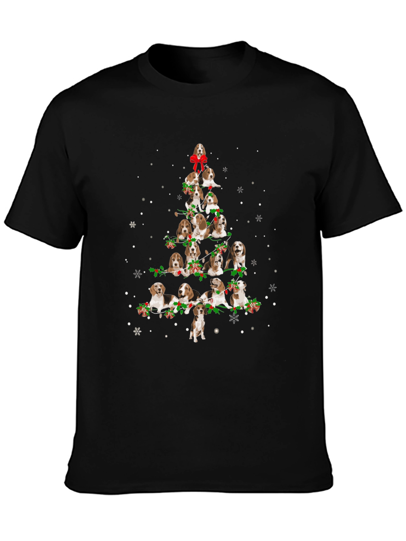 Beagle Christmas Tree Black T-Shirt