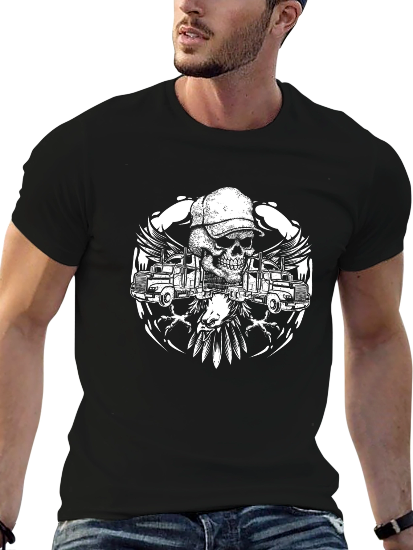 Trucker Skull Graphic T-Shirt