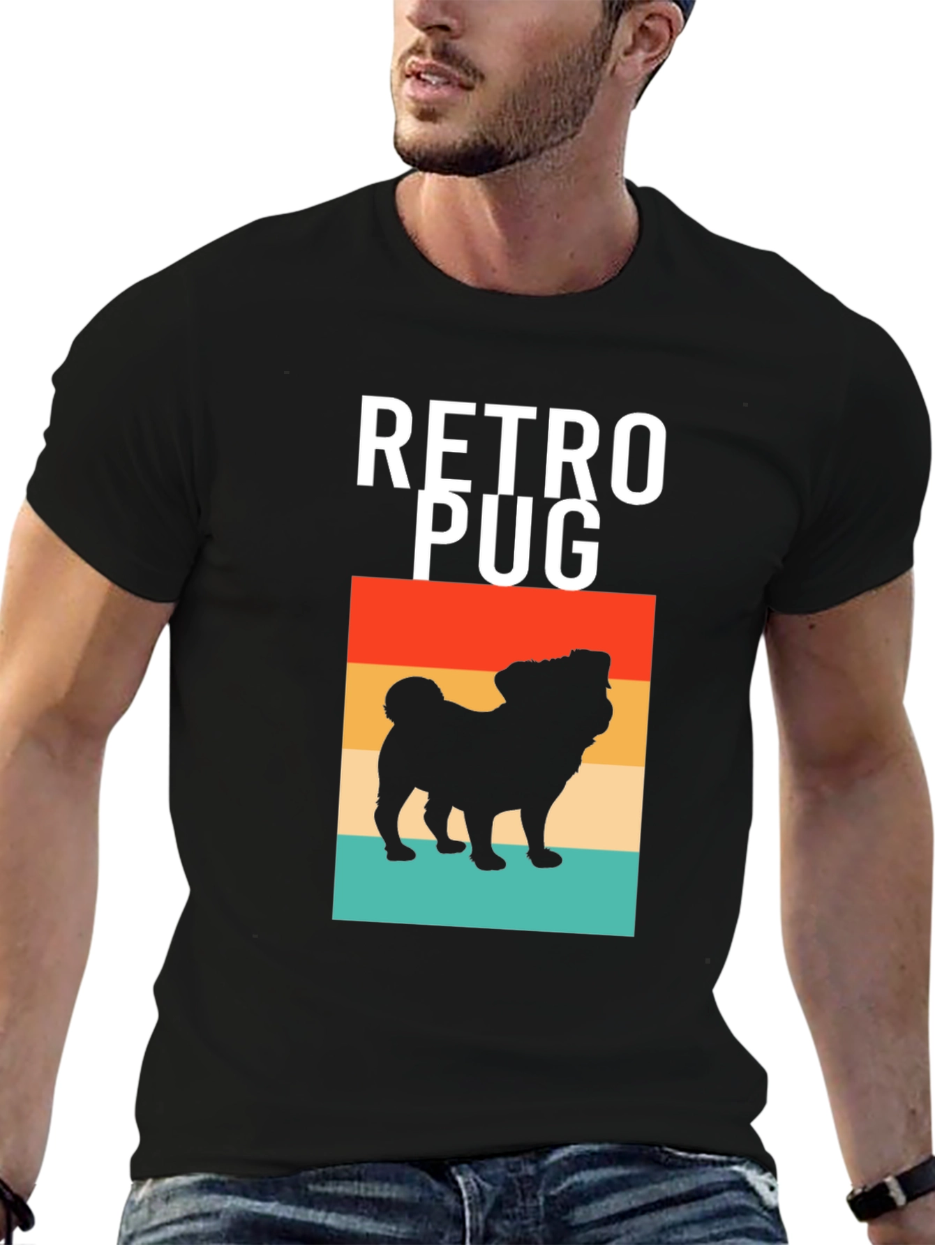 Retro Pug Graphic Tee - Vintage Style