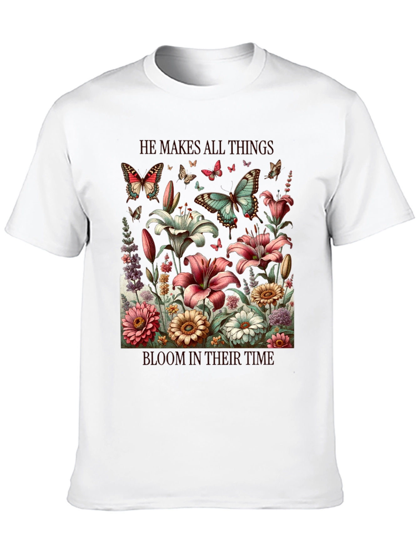Floral & Butterfly T-Shirt: He Makes All Things Bloom