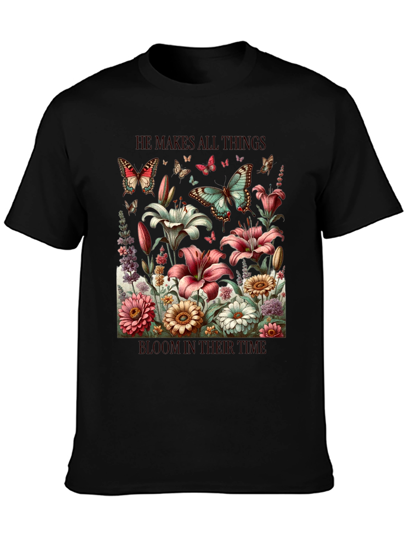 Floral & Butterfly T-Shirt: He Makes All Things Bloom