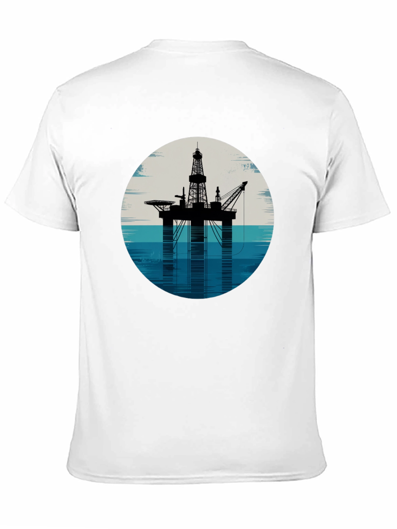 Offshore Rig Graphic Tee - Black Cotton T-Shirt