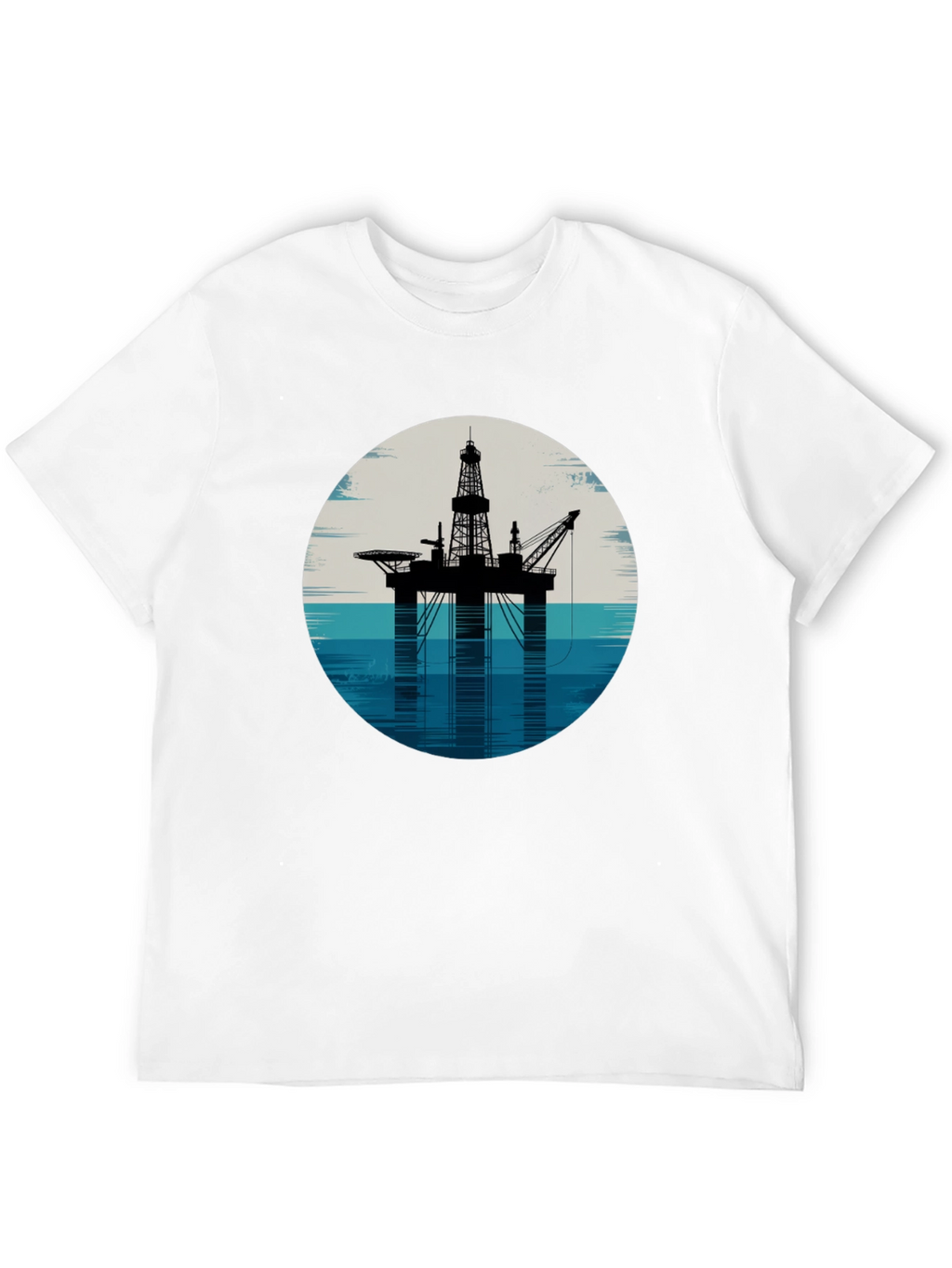 Offshore Rig Graphic Tee - Black Cotton T-Shirt