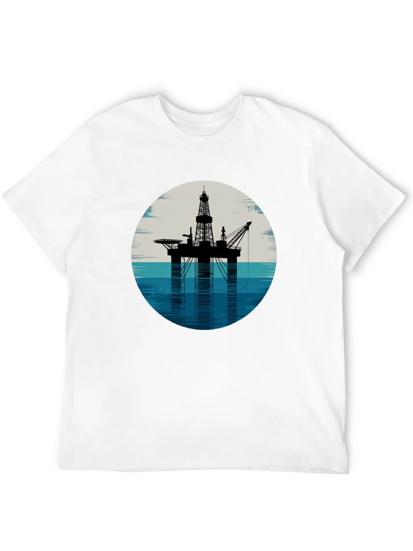 Offshore Rig Graphic Tee - Black Cotton T-Shirt