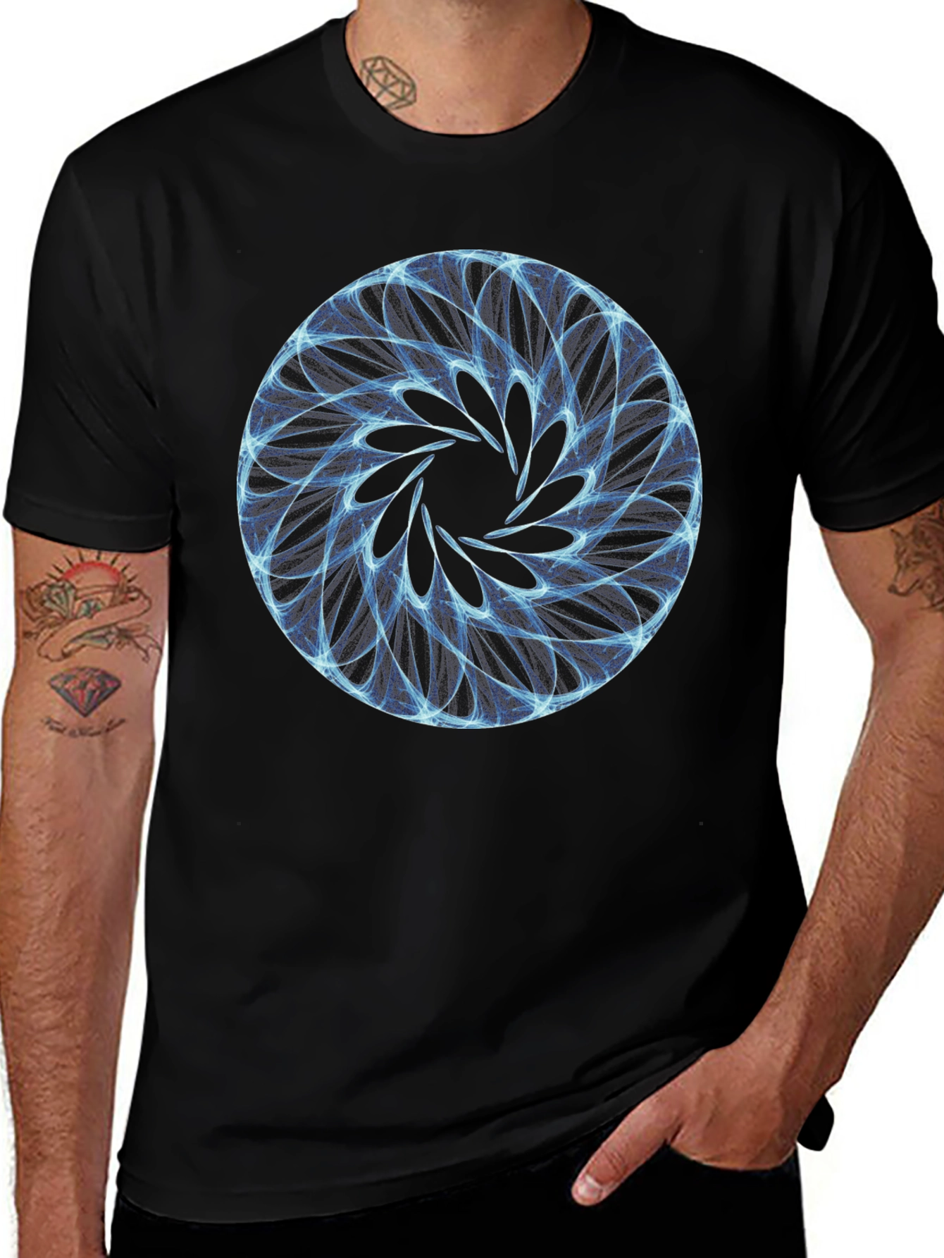 Abstract Circle Graphic Print Black T-Shirt
