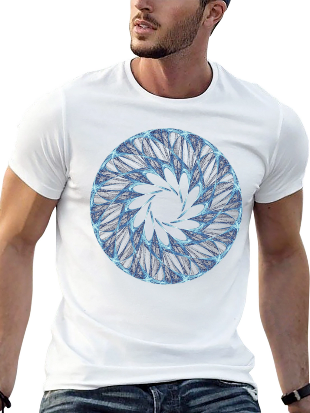 Abstract Circle Graphic Print Black T-Shirt
