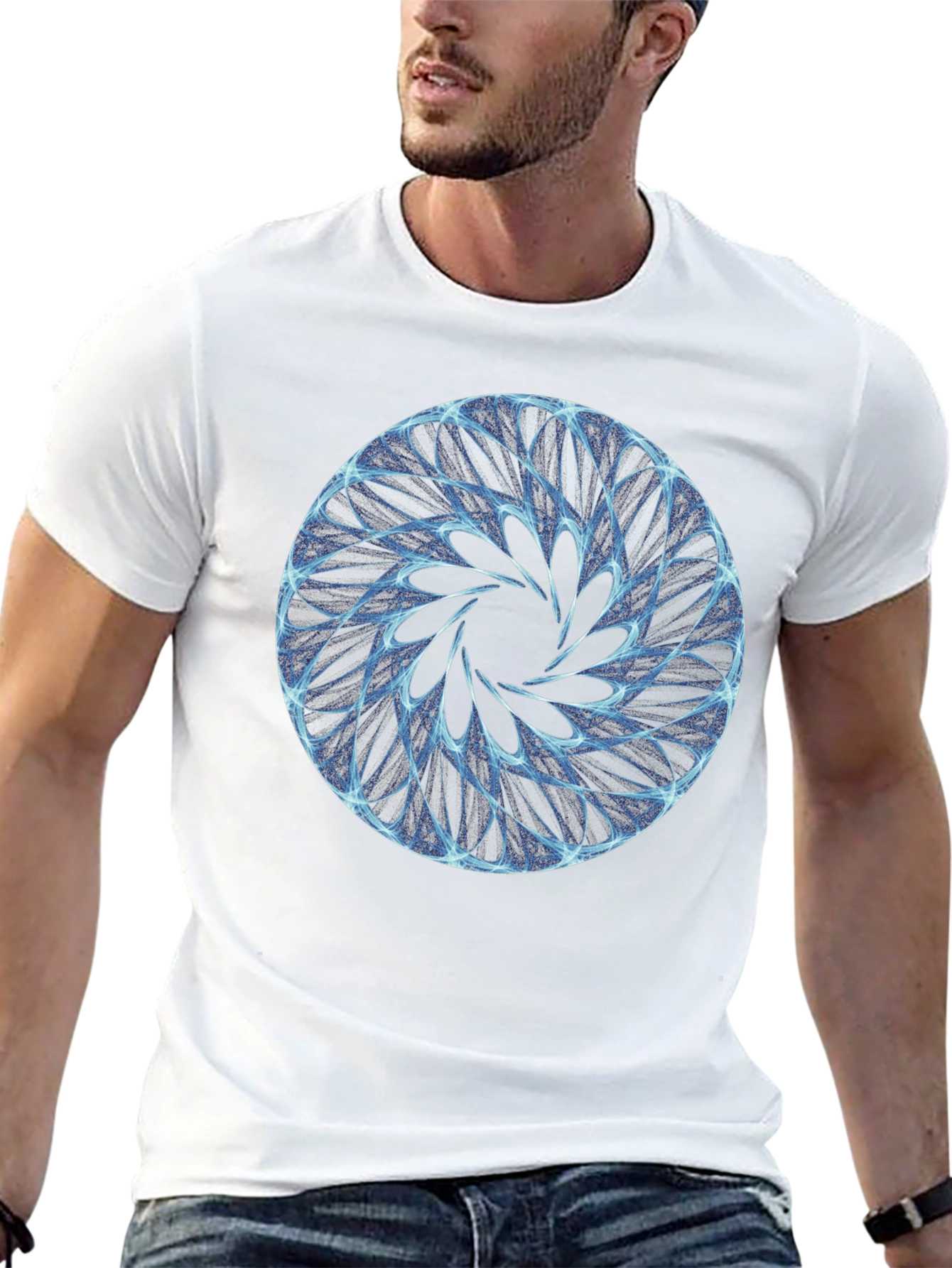 Abstract Circle Graphic Print Black T-Shirt