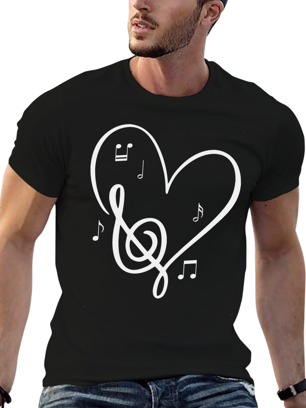 Music Heart Graphic Black T-Shirt