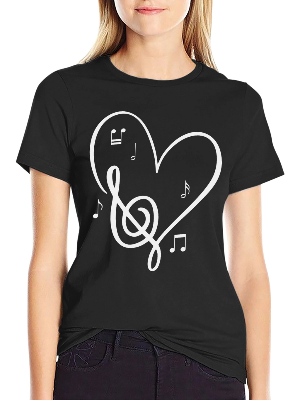Music Heart Graphic Black T-Shirt